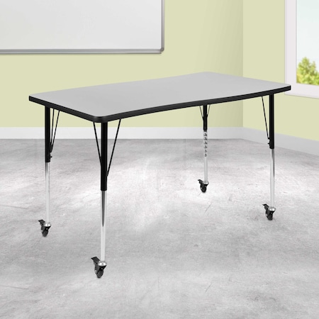 Flash Furniture Rectangle 28 W, 47.5 L, 30 H, Chrome, Laminate, Particleboard, Steel, Grey XU-A3048-CON-GY-T-A-CAS-GG